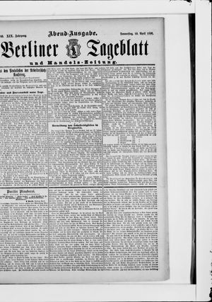 Berliner Tageblatt und Handels-Zeitung vom 10.04.1890