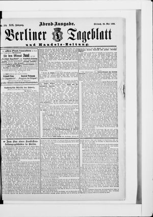 Berliner Tageblatt und Handels-Zeitung on May 28, 1890