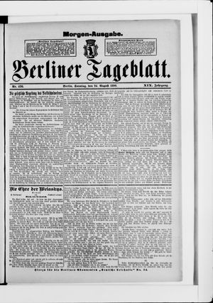 Berliner Tageblatt und Handels-Zeitung on Aug 24, 1890