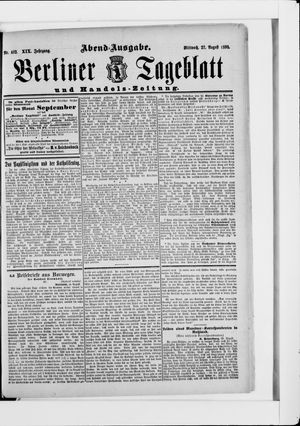 Berliner Tageblatt und Handels-Zeitung vom 27.08.1890