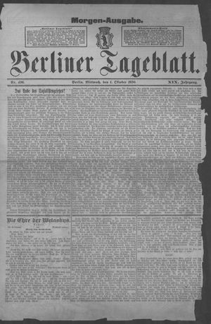 Berliner Tageblatt und Handels-Zeitung on Oct 1, 1890