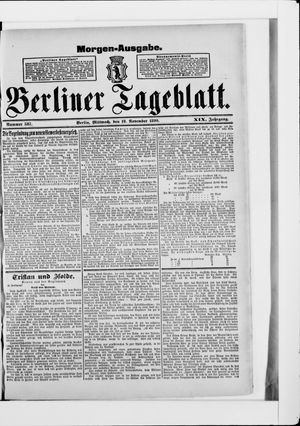 Berliner Tageblatt und Handels-Zeitung vom 19.11.1890