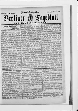 Berliner Tageblatt und Handels-Zeitung vom 19.11.1890
