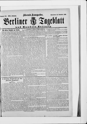 Berliner Tageblatt und Handels-Zeitung on Nov 22, 1890