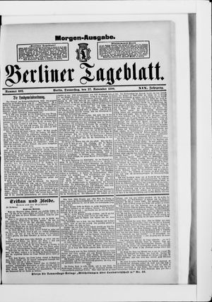Berliner Tageblatt und Handels-Zeitung vom 27.11.1890