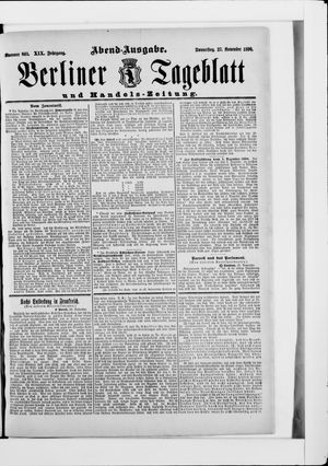 Berliner Tageblatt und Handels-Zeitung vom 27.11.1890