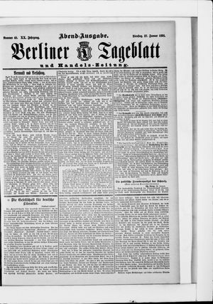 Berliner Tageblatt und Handels-Zeitung vom 27.01.1891