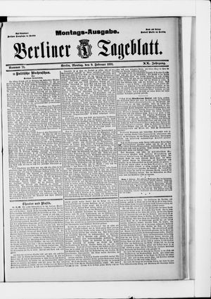 Berliner Tageblatt und Handels-Zeitung vom 09.02.1891