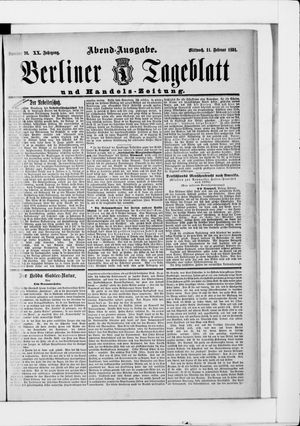 Berliner Tageblatt und Handels-Zeitung vom 11.02.1891