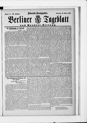 Berliner Tageblatt und Handels-Zeitung vom 12.02.1891