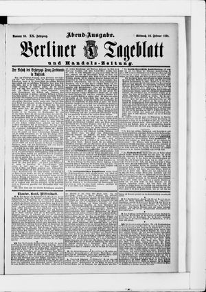 Berliner Tageblatt und Handels-Zeitung on Feb 18, 1891