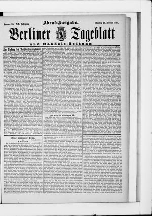 Berliner Tageblatt und Handels-Zeitung vom 23.02.1891