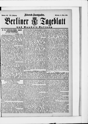 Berliner Tageblatt und Handels-Zeitung vom 11.03.1891