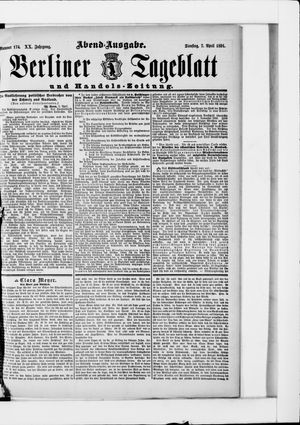 Berliner Tageblatt und Handels-Zeitung vom 07.04.1891