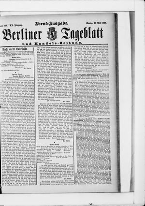 Berliner Tageblatt und Handels-Zeitung on Apr 20, 1891