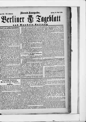 Berliner Tageblatt und Handels-Zeitung on Apr 24, 1891