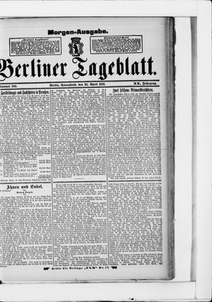 Berliner Tageblatt und Handels-Zeitung vom 25.04.1891