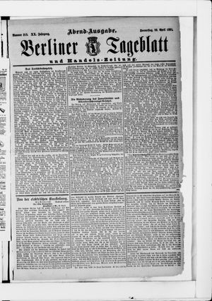 Berliner Tageblatt und Handels-Zeitung vom 30.04.1891