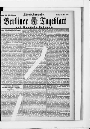 Berliner Tageblatt und Handels-Zeitung on May 12, 1891