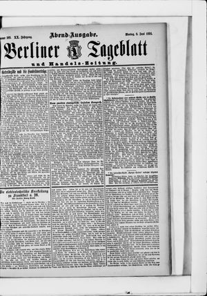 Berliner Tageblatt und Handels-Zeitung vom 08.06.1891