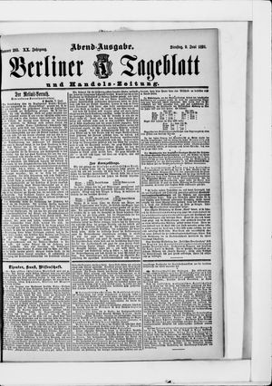 Berliner Tageblatt und Handels-Zeitung vom 09.06.1891
