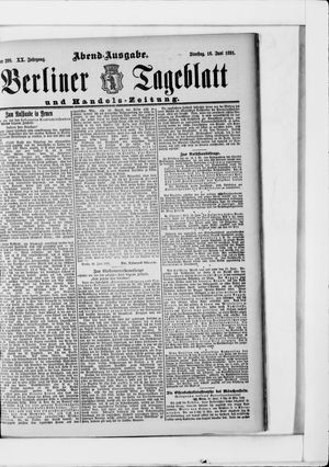 Berliner Tageblatt und Handels-Zeitung vom 16.06.1891