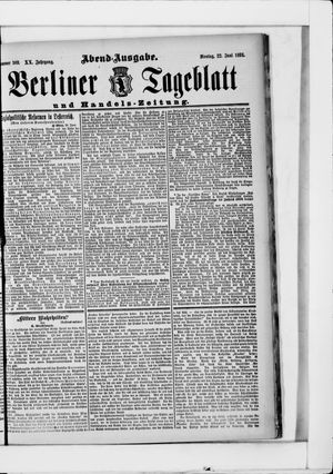 Berliner Tageblatt und Handels-Zeitung vom 22.06.1891