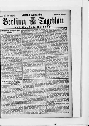 Berliner Tageblatt und Handels-Zeitung vom 26.06.1891