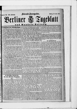 Berliner Tageblatt und Handels-Zeitung vom 29.06.1891