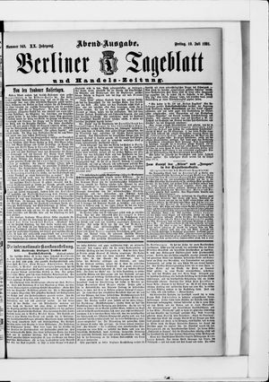 Berliner Tageblatt und Handels-Zeitung vom 10.07.1891