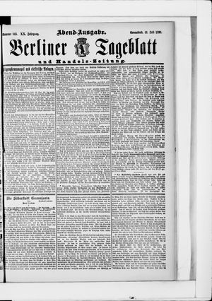 Berliner Tageblatt und Handels-Zeitung vom 11.07.1891