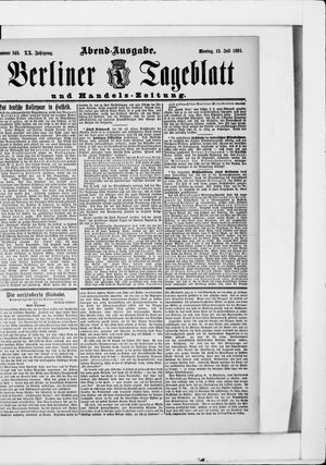 Berliner Tageblatt und Handels-Zeitung vom 13.07.1891