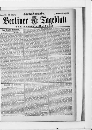 Berliner Tageblatt und Handels-Zeitung vom 15.07.1891