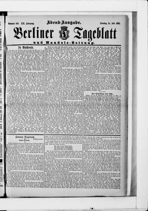 Berliner Tageblatt und Handels-Zeitung vom 21.07.1891