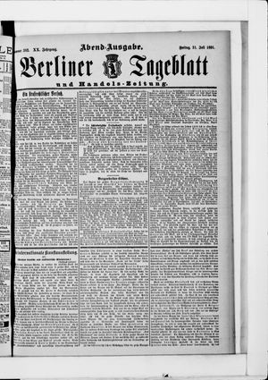 Berliner Tageblatt und Handels-Zeitung vom 31.07.1891