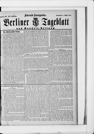 Berliner Tageblatt und Handels-Zeitung vom 01.08.1891