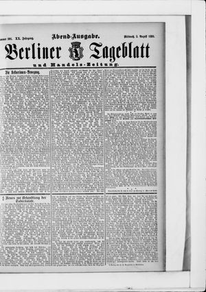 Berliner Tageblatt und Handels-Zeitung vom 05.08.1891