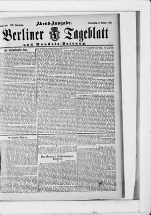 Berliner Tageblatt und Handels-Zeitung on Aug 6, 1891