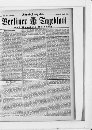 Berliner Tageblatt und Handels-Zeitung vom 07.08.1891