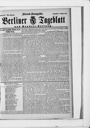 Berliner Tageblatt und Handels-Zeitung vom 08.08.1891