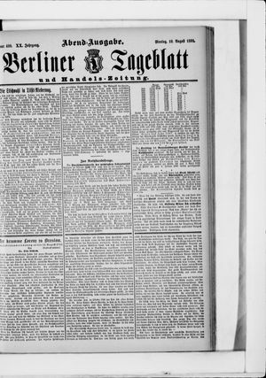 Berliner Tageblatt und Handels-Zeitung vom 10.08.1891