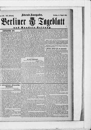 Berliner Tageblatt und Handels-Zeitung vom 11.08.1891