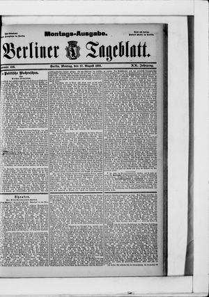 Berliner Tageblatt und Handels-Zeitung vom 17.08.1891