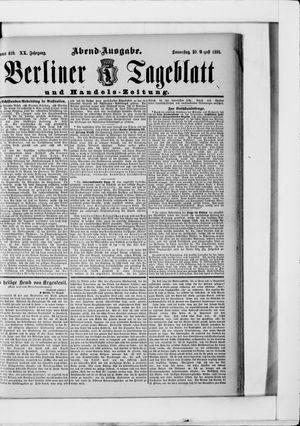 Berliner Tageblatt und Handels-Zeitung vom 20.08.1891