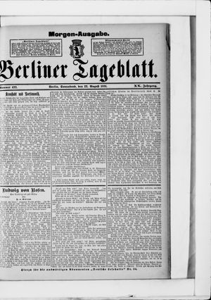 Berliner Tageblatt und Handels-Zeitung vom 22.08.1891