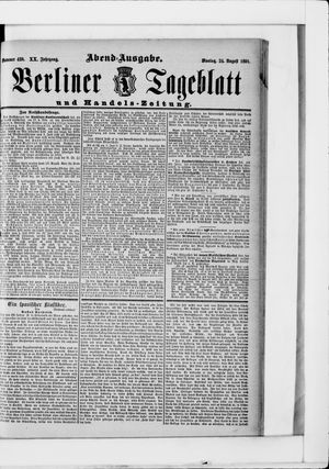 Berliner Tageblatt und Handels-Zeitung vom 24.08.1891
