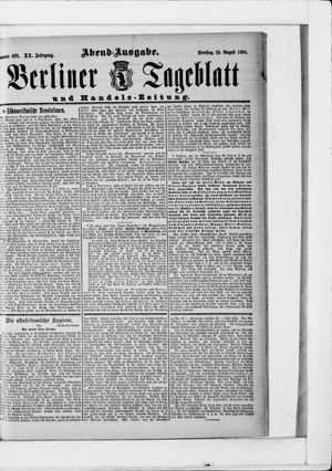 Berliner Tageblatt und Handels-Zeitung vom 25.08.1891