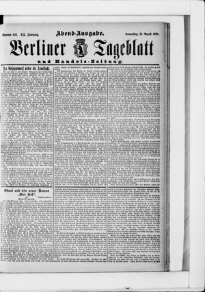 Berliner Tageblatt und Handels-Zeitung vom 27.08.1891