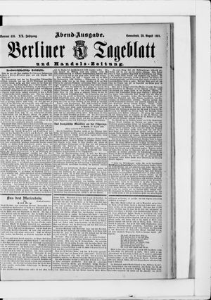 Berliner Tageblatt und Handels-Zeitung vom 29.08.1891