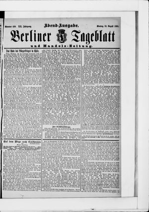 Berliner Tageblatt und Handels-Zeitung vom 31.08.1891
